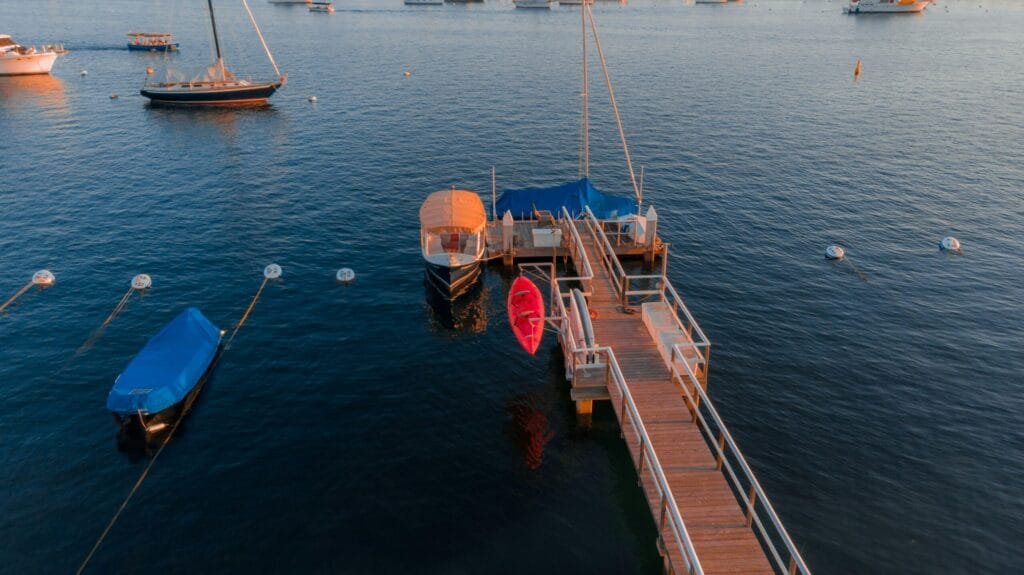 Private dock at Balboa Island highlighting fun water things to do in Newport Beach.